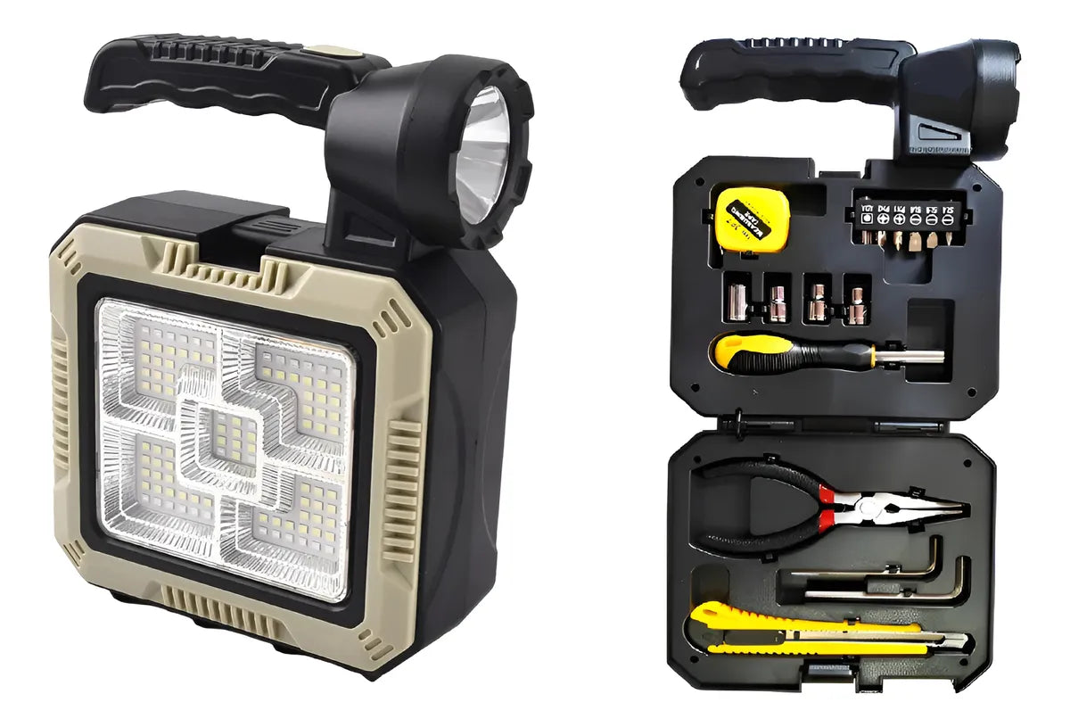 Linterna Multifuncion Recargable Usb Solar + Kit Herramienta