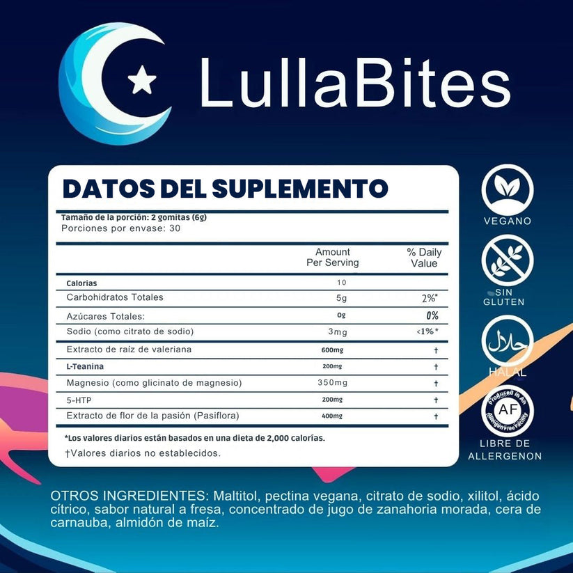 Lullabite™ Gomitas Naturales para Dormir - La Fórmula Natural Definitiva Para Noches Reparadoras