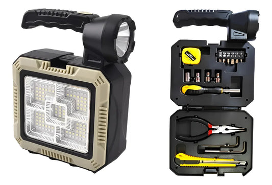 Pack 3 Linterna Multifuncion Recargable Usb Solar + Kit Herramienta