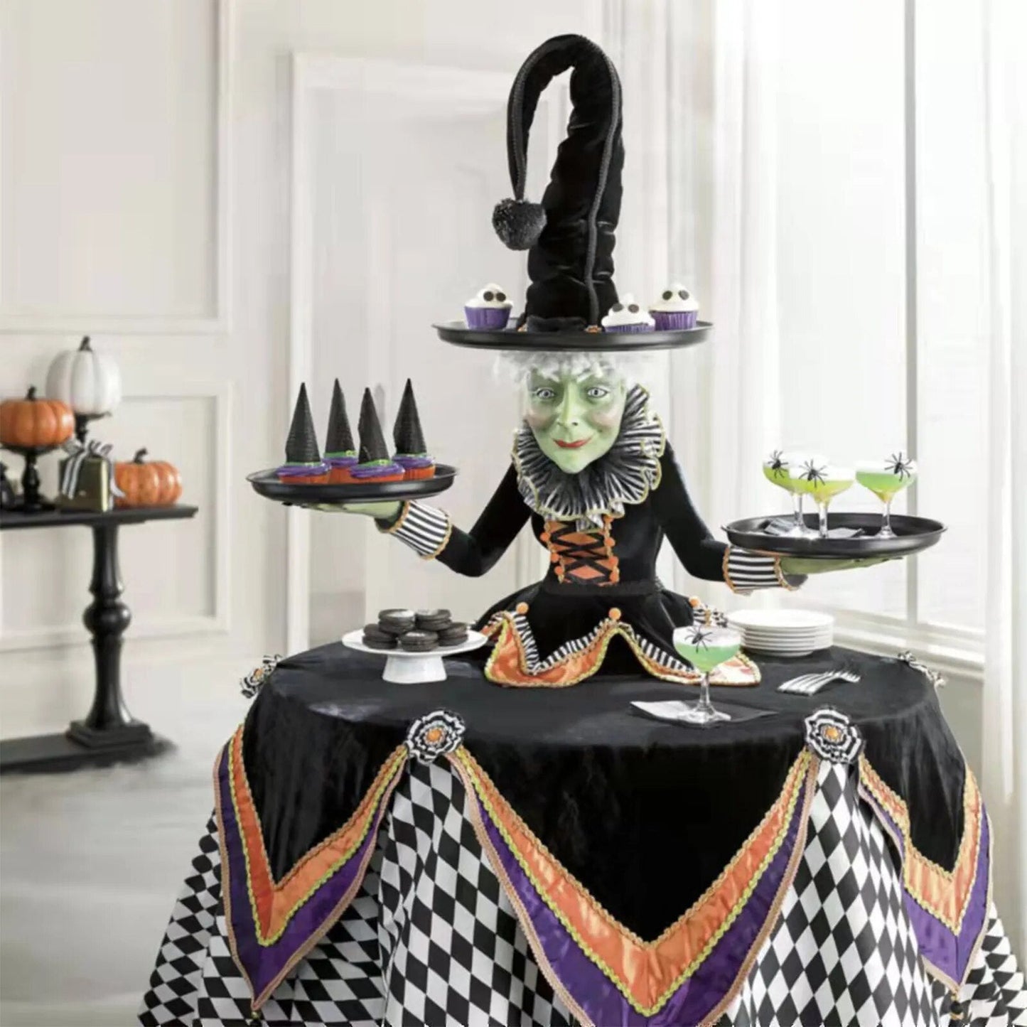 Bruja Encantadora: Bandeja y Mantel de Halloween