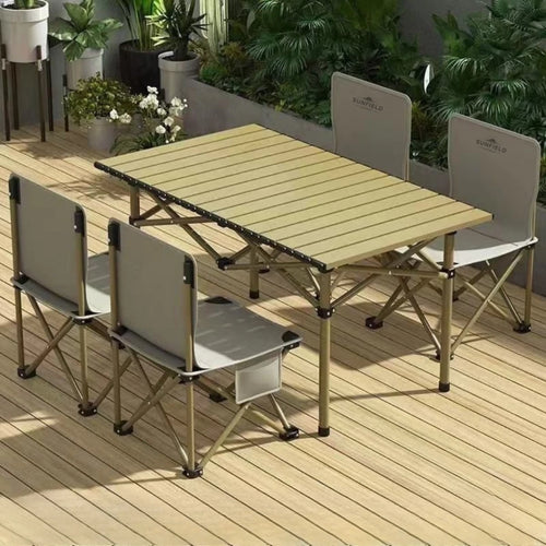 Set Mesa + 4 Sillas Plegables para Camping Sunfield